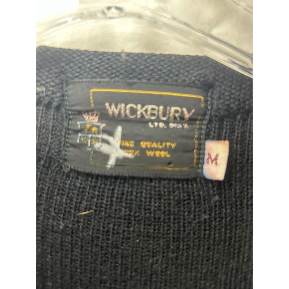 Wickbury Cardigan Sweater Black Wool Button Down Long Sleeve Vintage Sz M - Picture 5 of 11